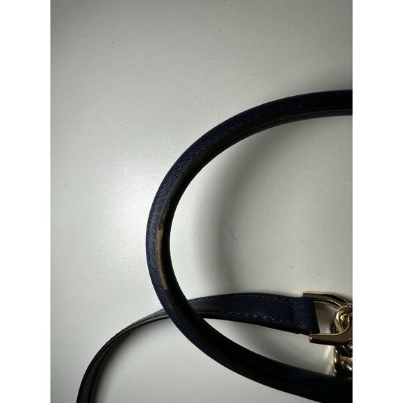 Michael Kors Quinn- Navy Blue Saffiano Leather Satchel Purse - Picture 5 of 9